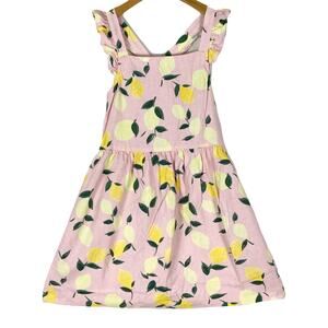 NWOT CARTERS Dress Kids 7 Linen Pink Yellow Lemons Ruffle A-Line Ruch Bow Tiered